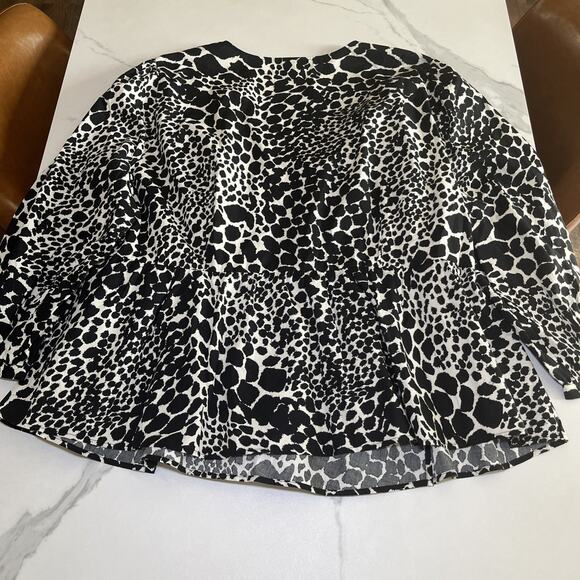 Who What Wear Top Womens Plus Sz 4X Swirling Leopard Peplum Wrap Tie Blouse NWT - Picture 13 of 15
